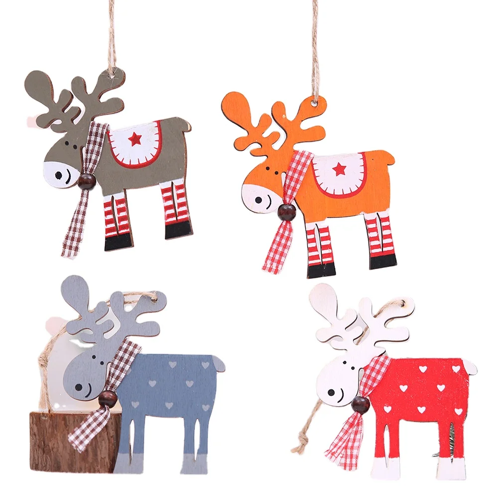 

Free shipping Superstar Christmas Decoration New Christmas Wooden Elk Pendant Christmas Colored Fawn Pendant Party Supplies