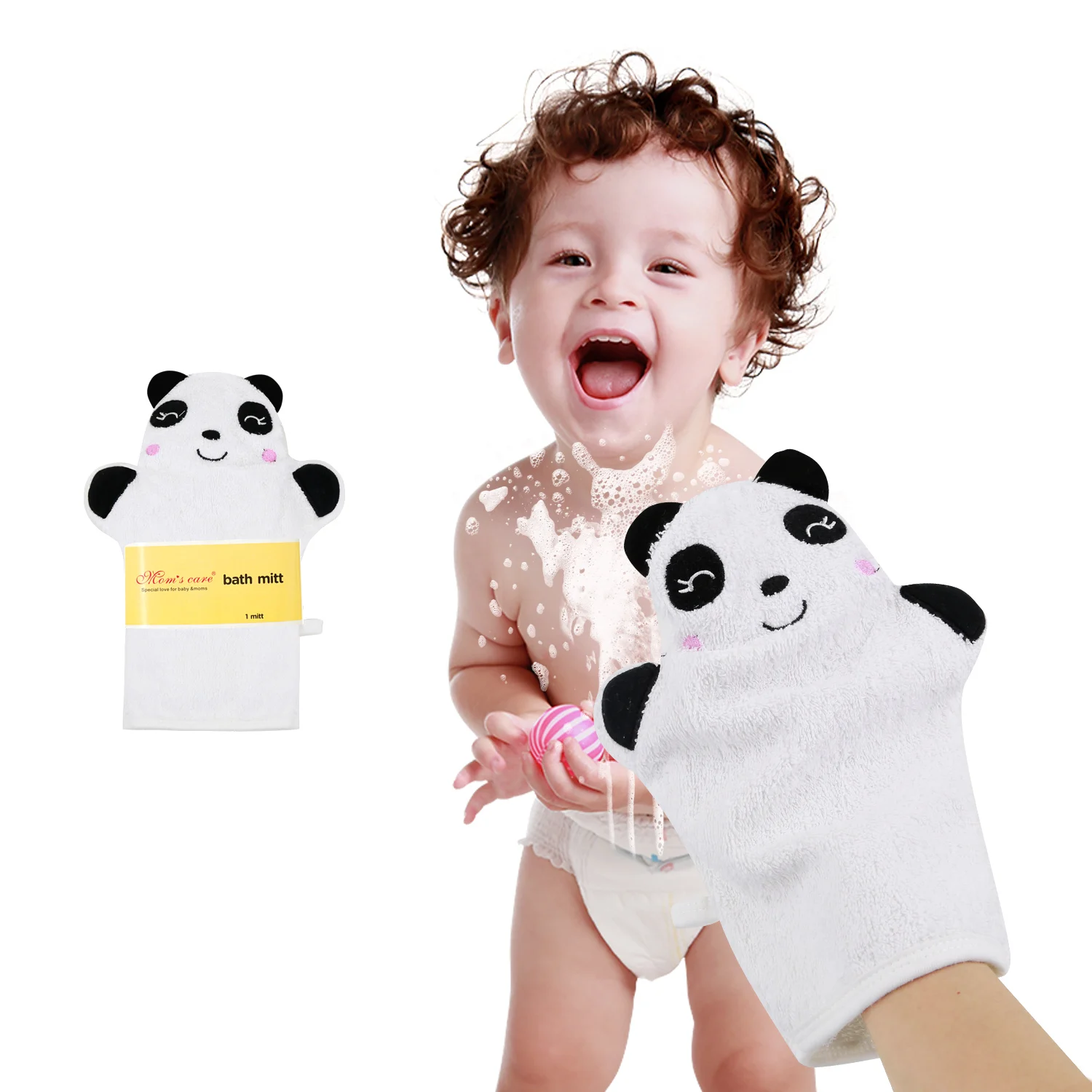 

Plush Animal Baby Bath Gloves Soft Baby Wash Mitt