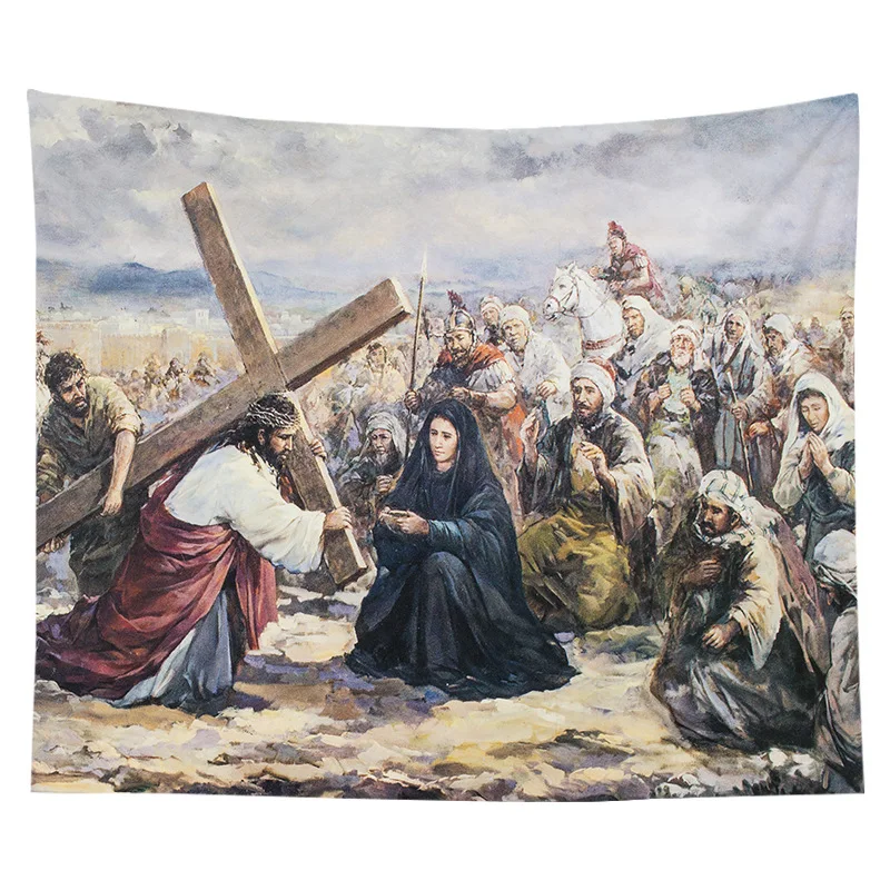 

European Faith Christianity Classical God Jesus Christ Tapestry Wall Hanging Blanket Christian Home Decoration Tapestry, Optional
