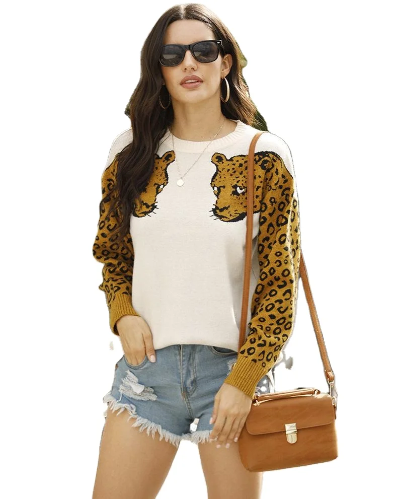 

Free sample fashion custom knitting sustainable sweaters Animal motifs women's sweater