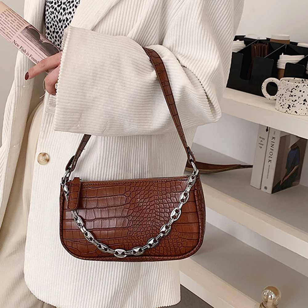 

WESTAL stone modern small desinger brand bag woman chain crossbody girls tote soft lady handbags ins purses female Underarm bag