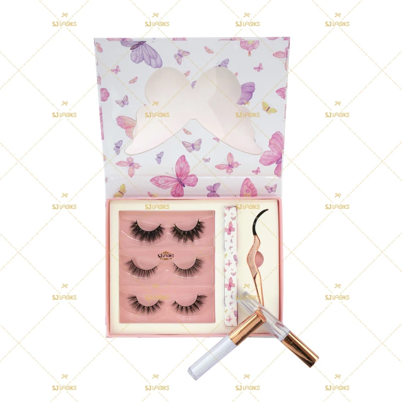 

hot sale Strong Hold Waterproof Eyelash Glue with butterfly box, White/black/clear