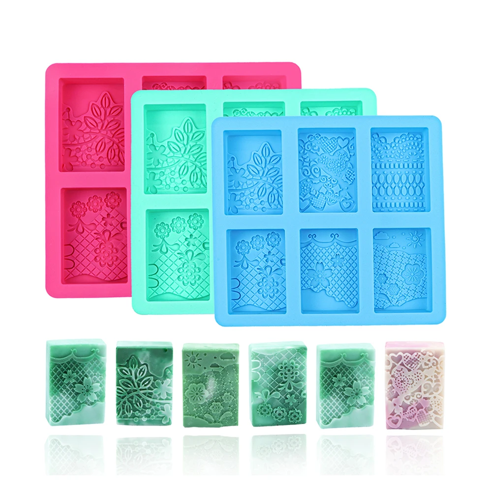 

Rectangle Silicone Soap Mold Pattern Soap Mold 3D Handmade Craft Mould for Soap Making