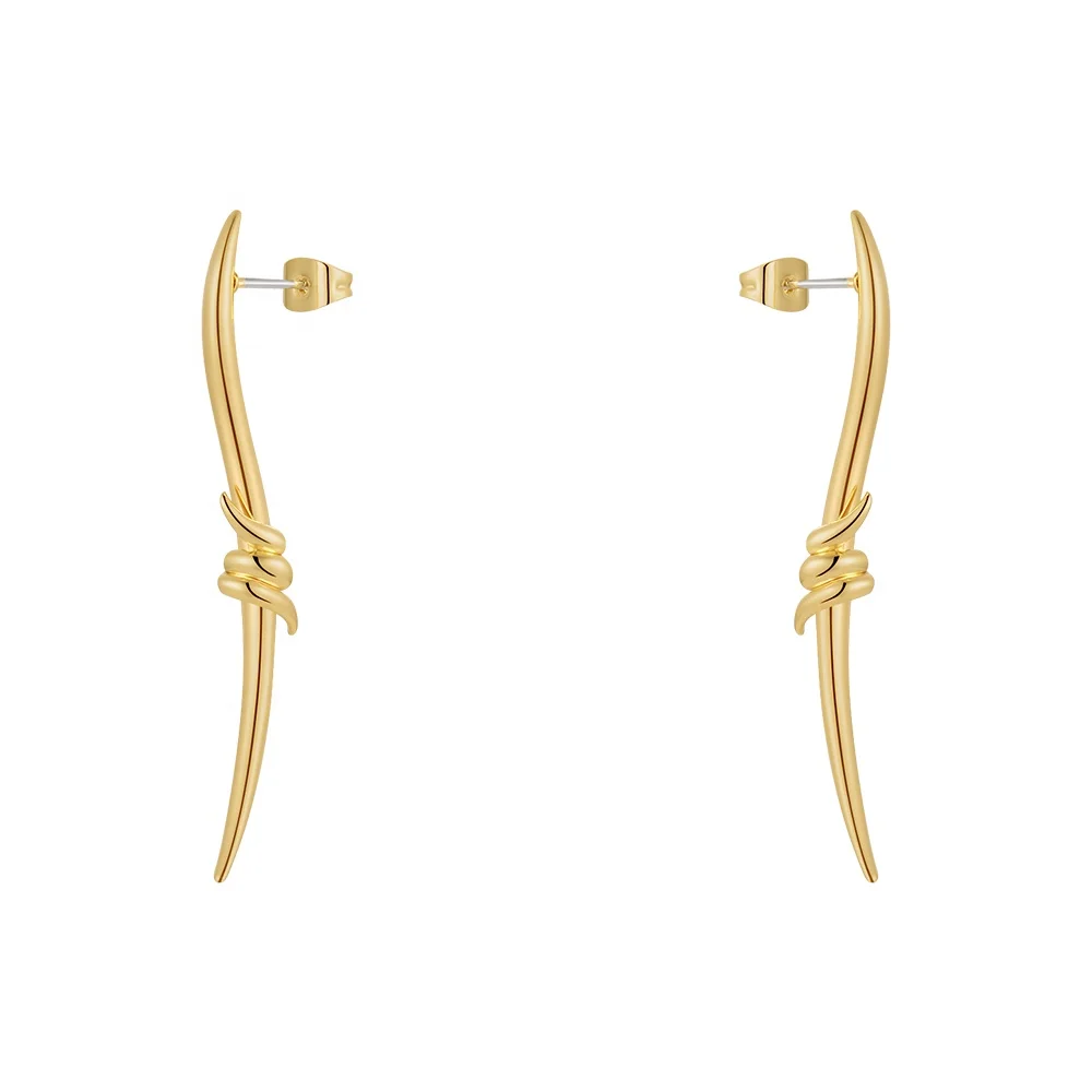 Original Design 18K Gold Plated Brass Jewelry Plant Thorns Drop Earrings For Women Piercing Accessories Earrings E221461