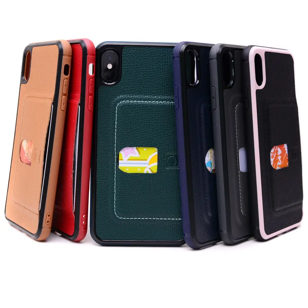 

For iPhone 12 Max Pro Case Genuine Leather Shell Phone Cover ID Card Holder