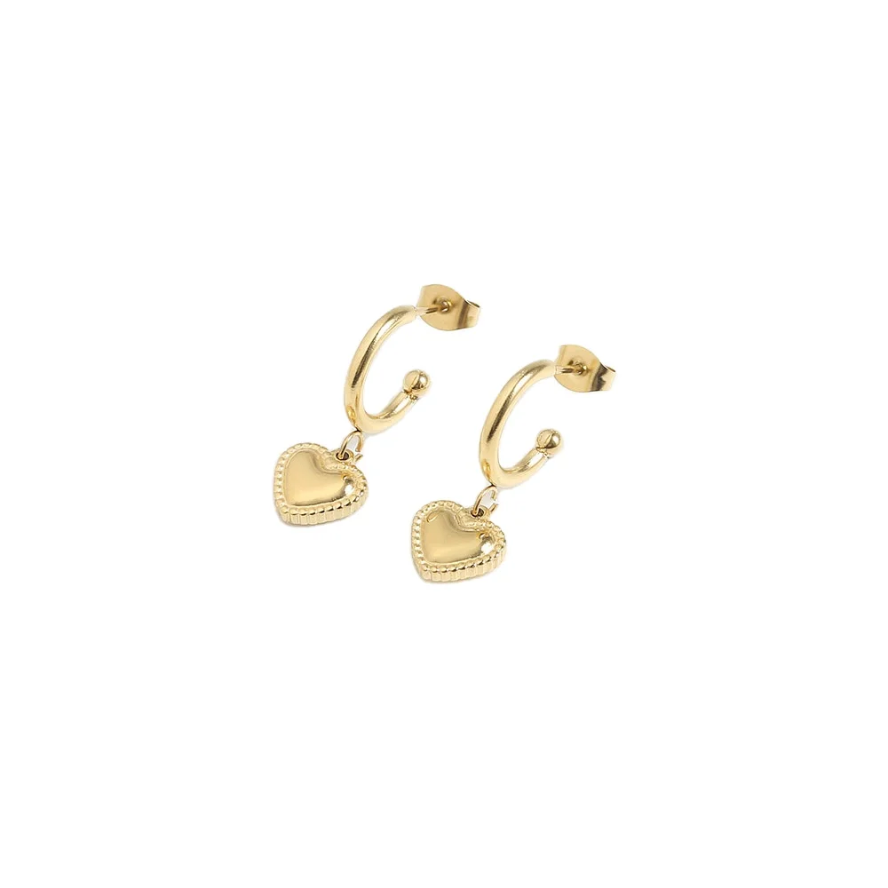 

Manufacturer custom 14k gold filled jewelry high quality 18k gold plated heart jewellery stainless steel drop earrings trendy