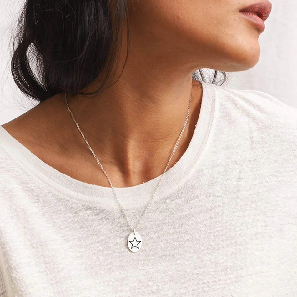 

JUJIE Newest design top quality necklace womensingle sided six-pointed star pendant necklace, Silver/gold/rose gold