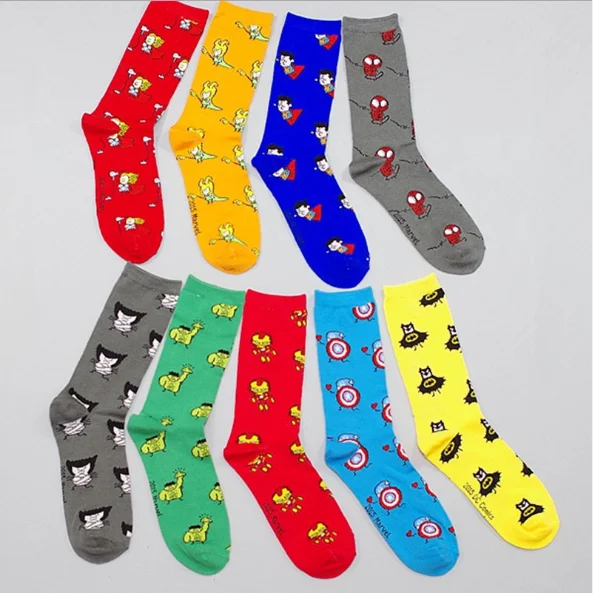 

Amazon hotsale Best quality wholesale Marvel unisex cute happy funny funky bulk socks