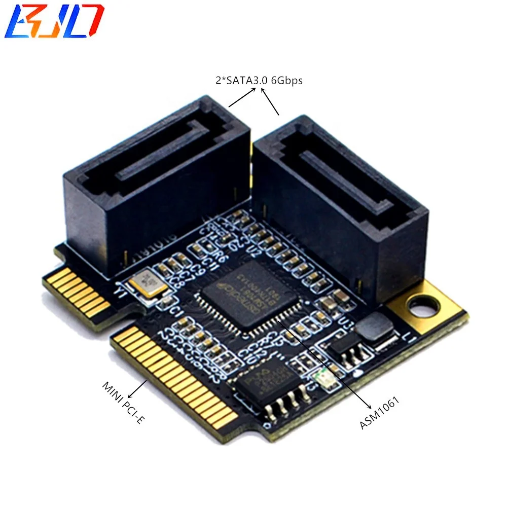 

Mini PCI-E to 2 Ports SATA 3.0 Converter HDD SATA3 Controller Expansion Card SATA Multiplier 6Gbps