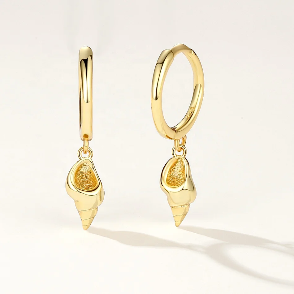 

nagosa latest jewelry 925 sterling silver 18k gold vermeil conch shell dangle hoop earrings