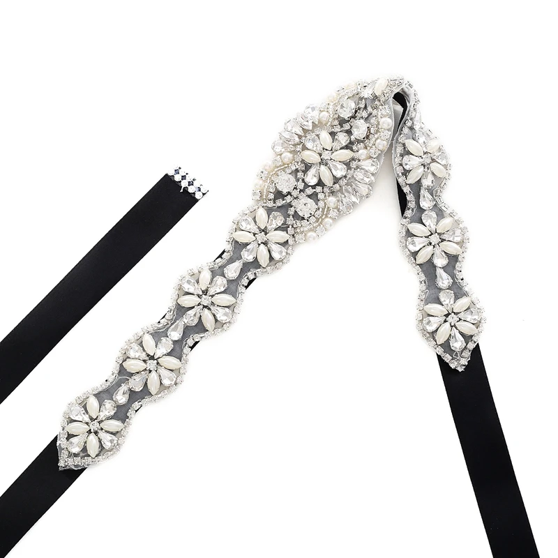 

Handmade colorful crystal Pearl high quality exquisite design wedding dress applique Bridal Sash Belt
