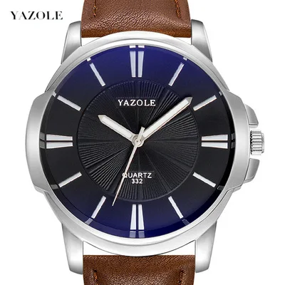 

YAZOLE 332 Men's Watch Top Waterproof Leather Watches Men Wrist Roman Simple Quartz Wristwatches Male Clock Relogio Masculino, 9-color