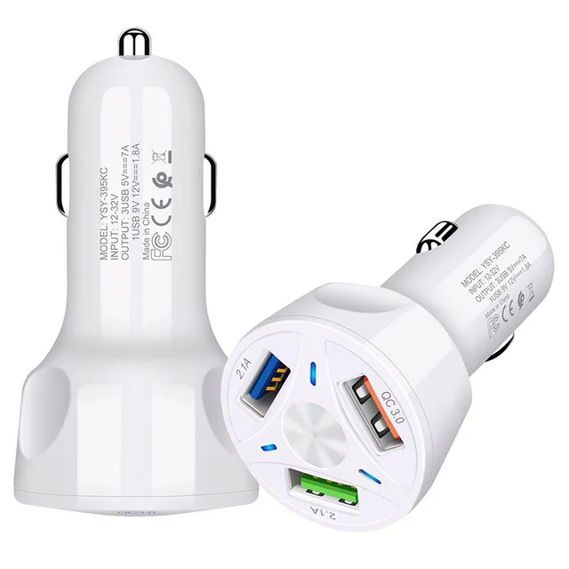 

High quality 3 usb port car charger mobile phone QC3.0 fast car charger