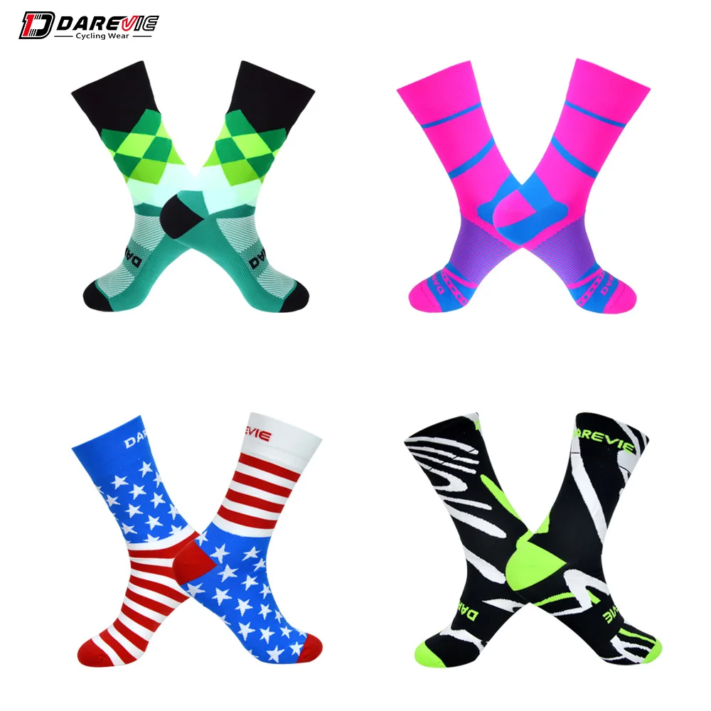 

Darevie custom Professional  Sports cycling Long stockings Road Bicycle Anti-Fungal Breathable Outdoor Cycling Socks