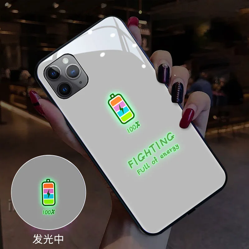 

Fashion led luminous light up phone case for iphone 12 phone case calling lightning voice control unique iphone case