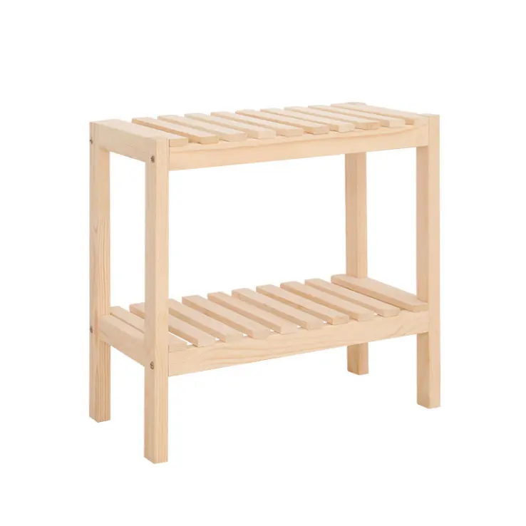 

Simple style solid wood storage rack with row frame, Natural wood color and black