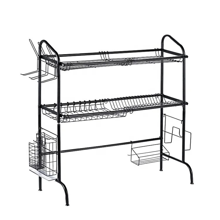 

High Quality 201 Stainless Steel + Carbon Steel Kitchen Sink Storage Rack, Black