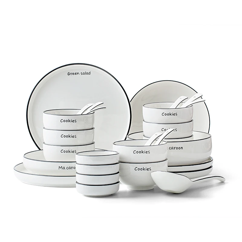 2019 Ins new product hot style creative simple cheap glazed ceramic tableware plate&bowl&dishes set