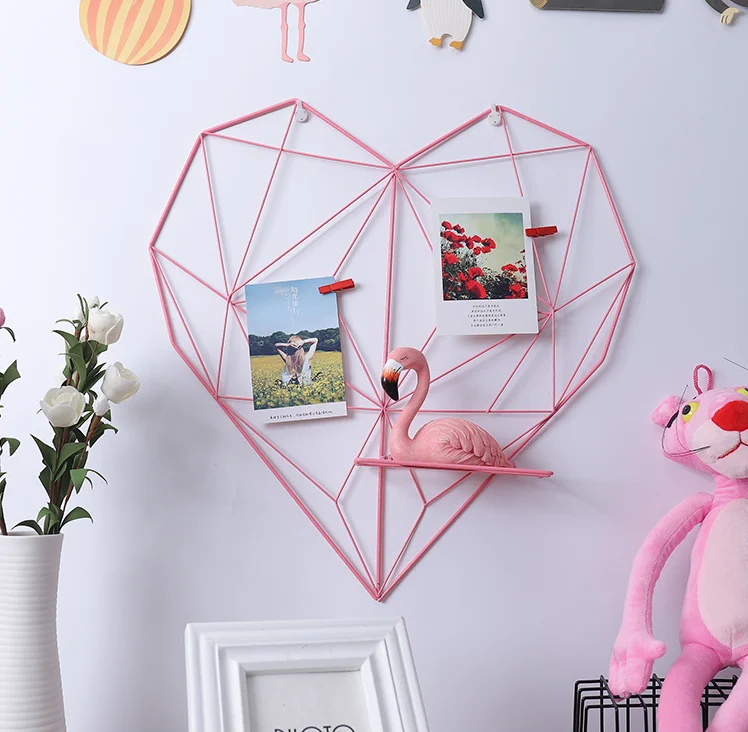 

Sinoglory Heart Shape Grid Wall Decorative Iron Rack Clip Photograph Wall Hanging Picture Wall Decoration, Pink,white,black,etc.