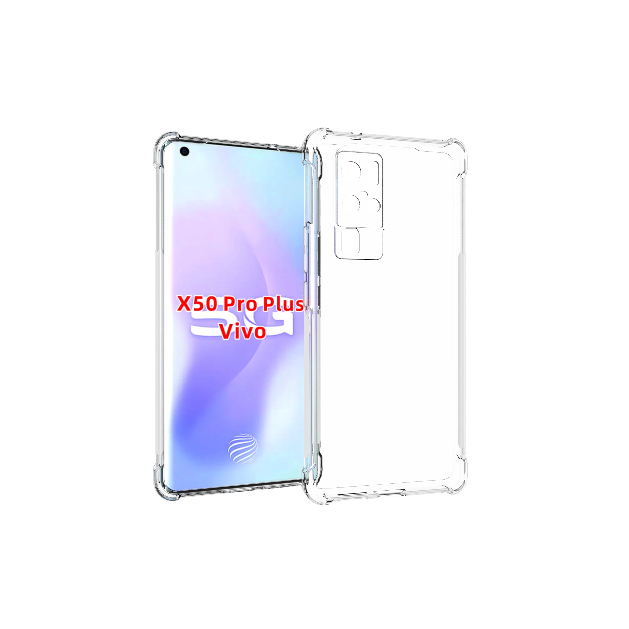 

Clear Shockproof 360 Matte Bumper Slim TPU Cover Case For VIVO X50 Pro Plus, As pictures