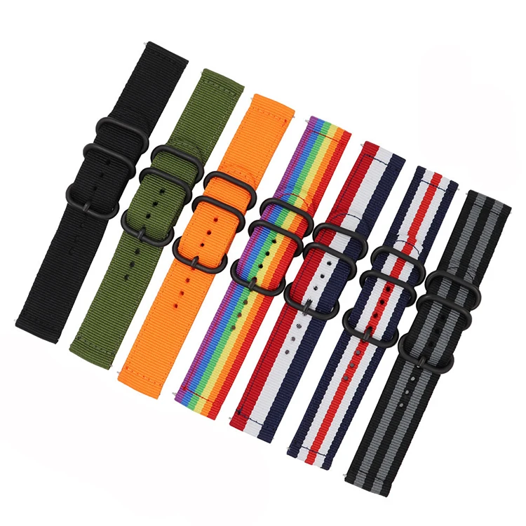 

Fashion Trending Watch Accessories Parts Thicken Nylon Canvas Watchband 18mm 20mm 22mm 24mm, As picture show