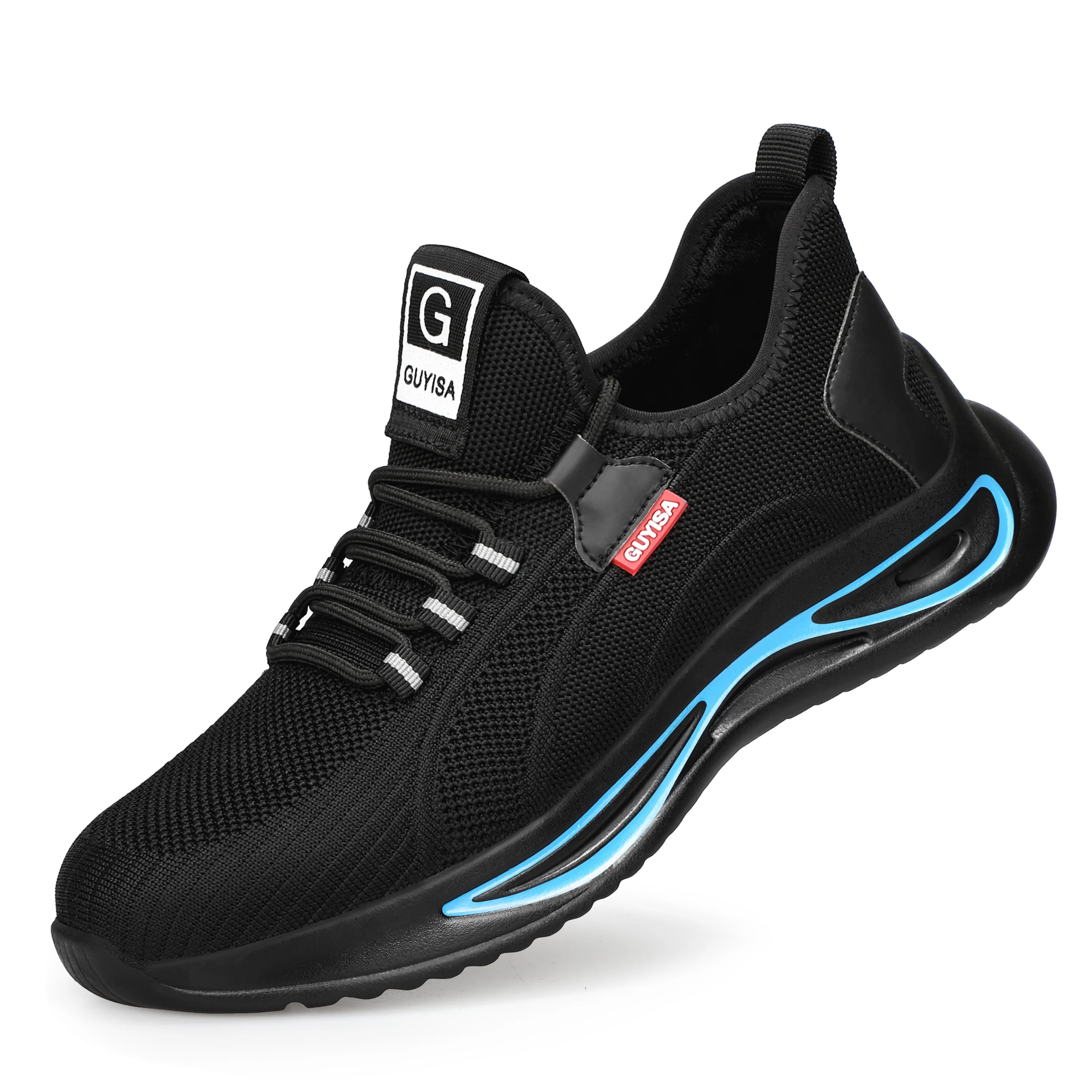 

Lightweight Men's Safety Shoes Work Boots Steel Toe Work Shoes Sneakers Breathable Safety Boots Women Indestructible Shoes, Black