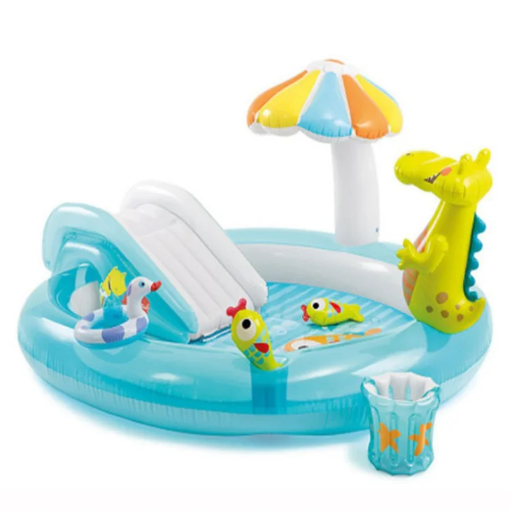 

2021 Latest Children's Crocodile Slide Water Jet Pool Inflatable Swimming Pool, As pic