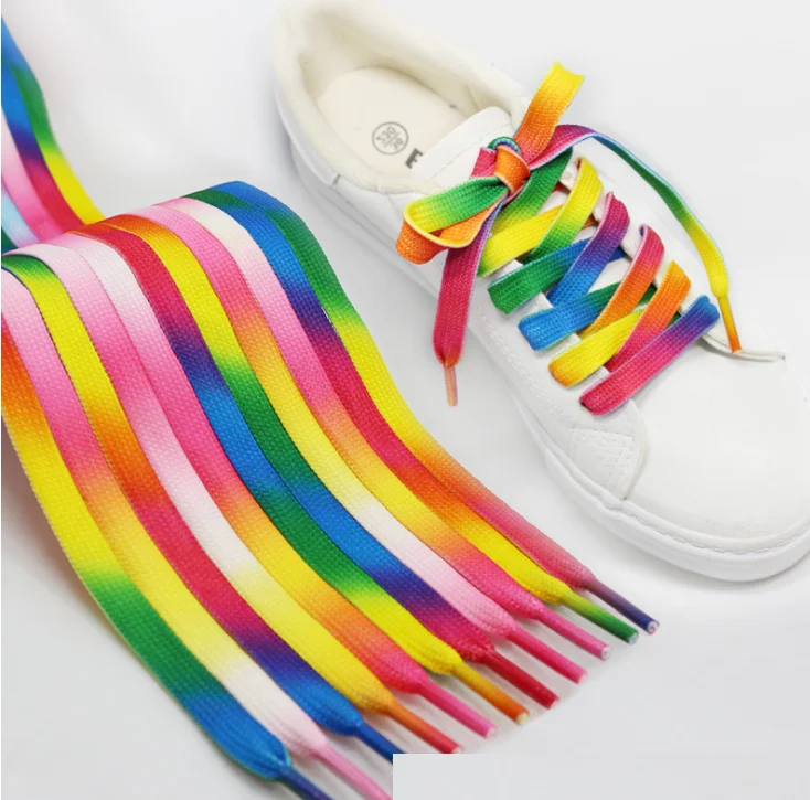 

hot selling funny pretty cheap dyed sublimation printing rainbow tube shoe lace, Pantone color