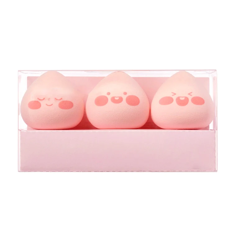 

Korean Cute Cartoon Peach Fart Pink 3pcs Makeup Blender Beauty Sponge Gift Set Cosmetic Puff Foundation Applicator