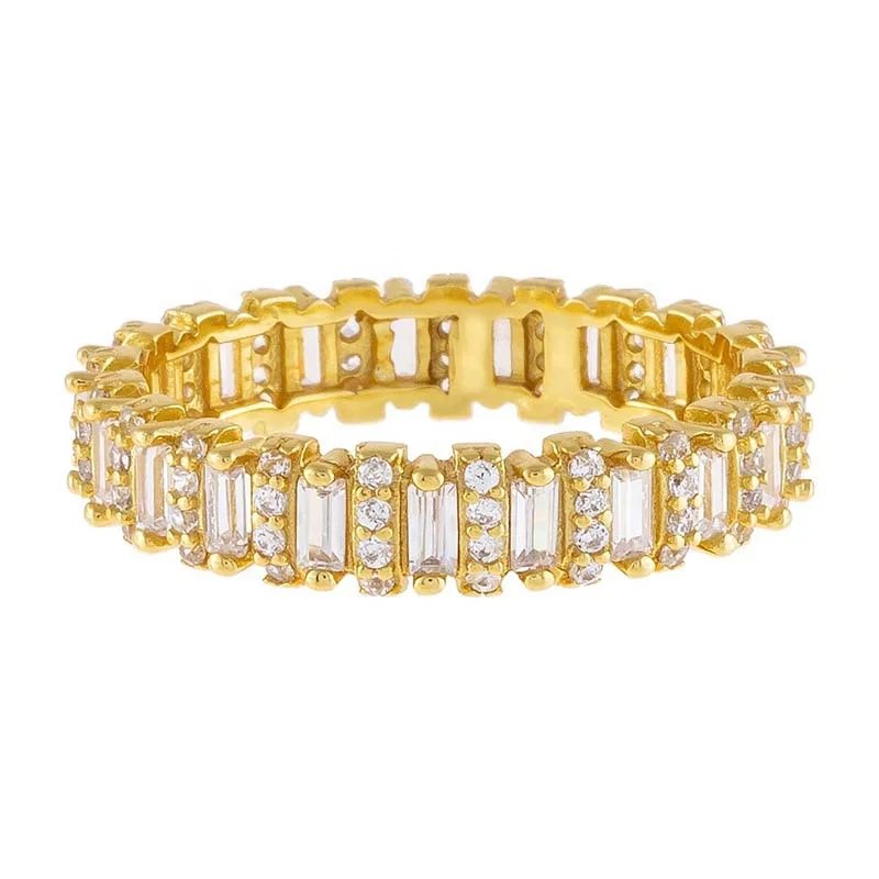 

Milskye Simple design 925 sterling silver cz jewelry 14k gold plated eternity ring