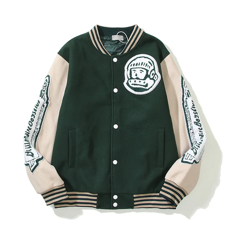 

Factory wholesale Custom Double Color Patchwork Patch Embroidered College Bomber Flight Varsity Jacket For Men, Custom color