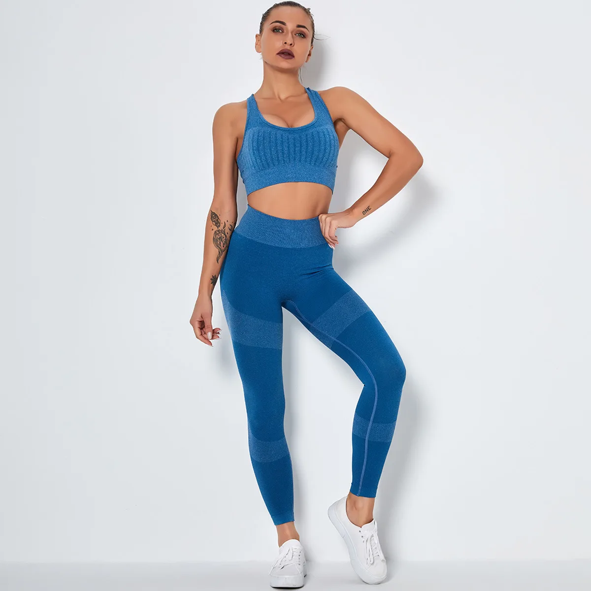 

Seamless Yoga Set Fitness Clothing High Waist Gym Leggings+padded Push Up Sports Bra Running Sportswear Suit