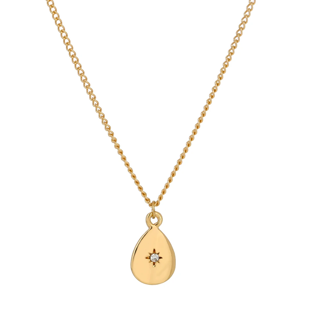 

Custom Made Water Drop Star Gold Plated Pendant Women's Jewelry Necklace