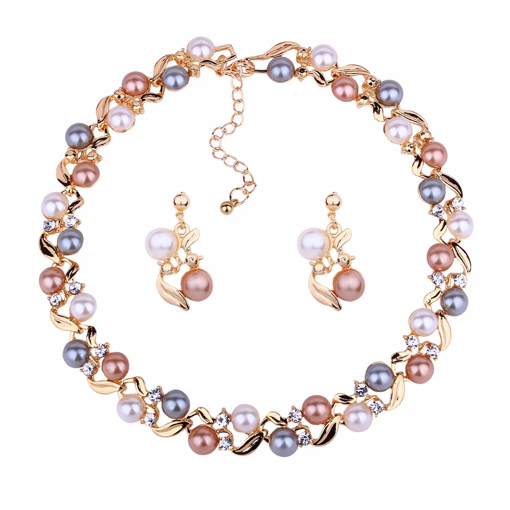 

Lady temperament all kinds of jewelry imitation pearl necklace earring set