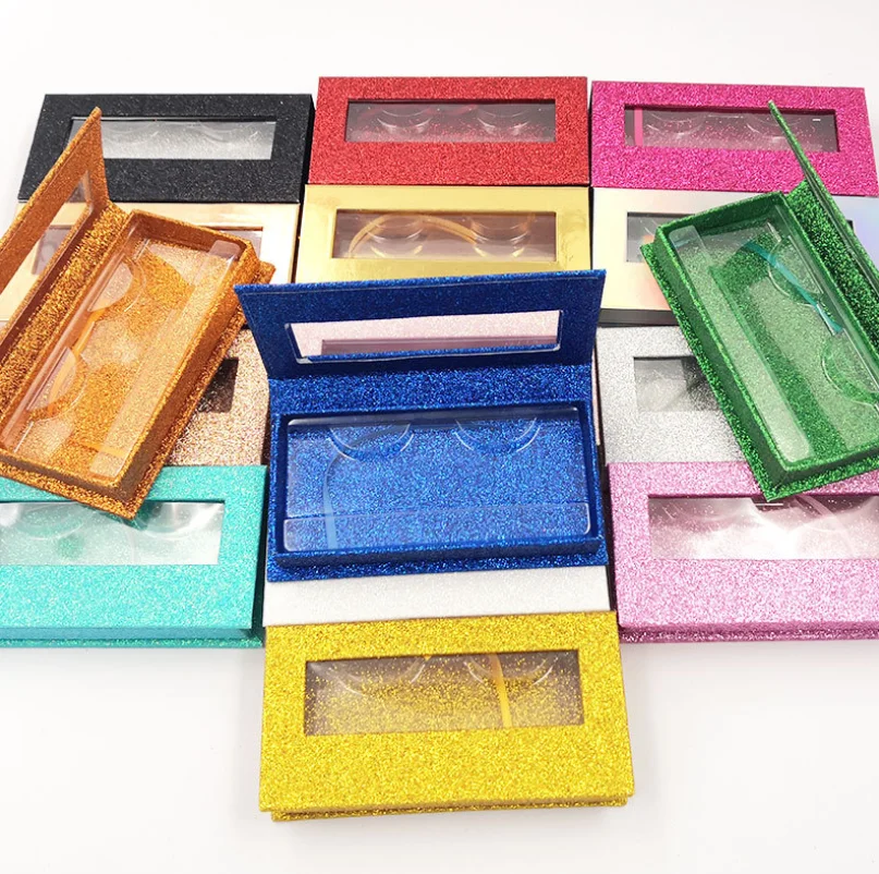 

Fluffy 100 % 3d faux mink eyelash with boxes 3d Mink Eyelashes Packaging Boxes Rectangular Lashes Colorful Eyelash Box, Black