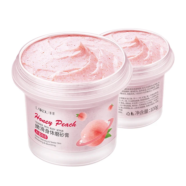 

cheap peach body scrub jojoba granules Exfoliator Moisturizing dead skin remover smooth Body Care fruit essential face scrub