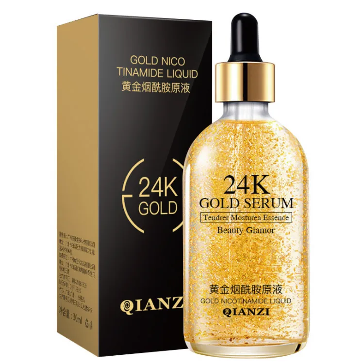 

Hot Sell Face Pure 24K Nicotinamide Gold Foil Leaf Liquid Moisturizing Face Serum For Brightening And Whitening