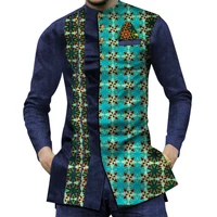 

Casual 100% Cotton Mens African Clothing Dashiki Patchwork Print Shirt Tops Bazin Riche Traditional African Suit Clothing WYN380