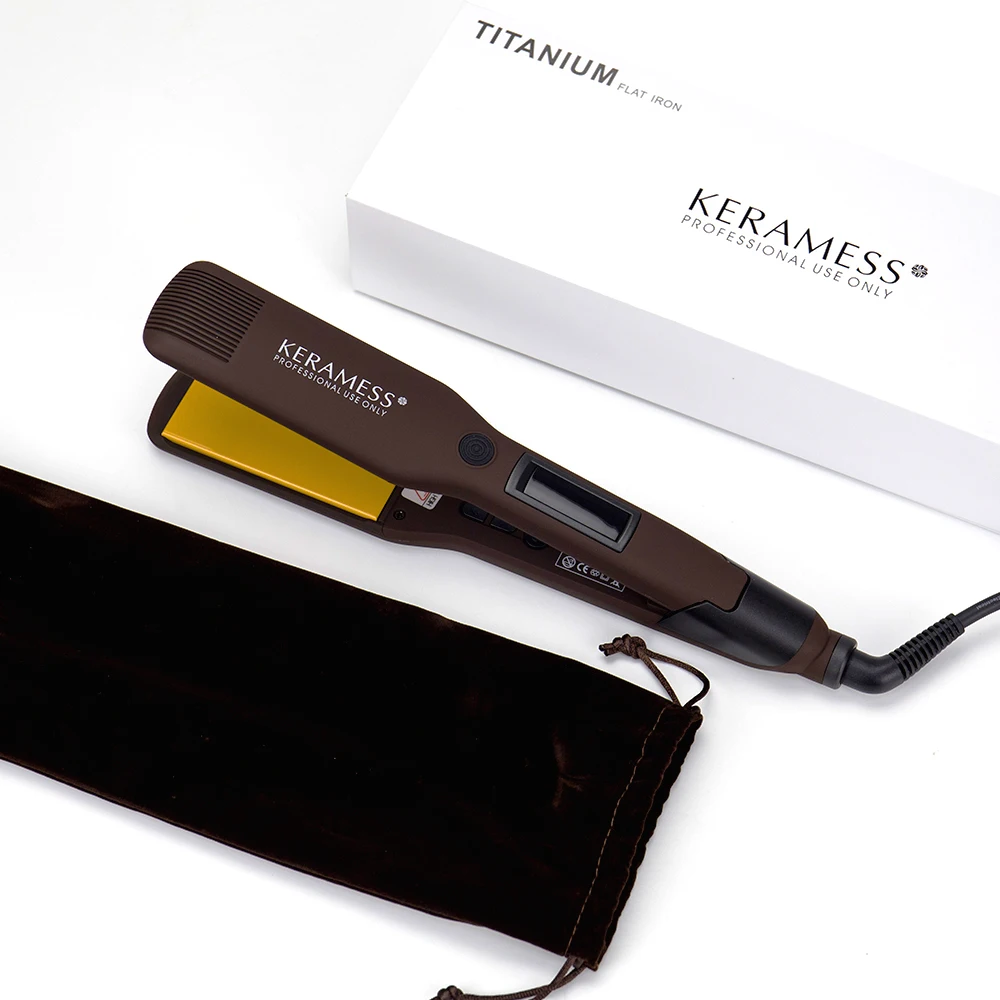 

Keramess New Professional Popular Keratin Hair Straightener Titanium Flat Iron LED Electric Nano Titanium Flat Iron Dual Voltage