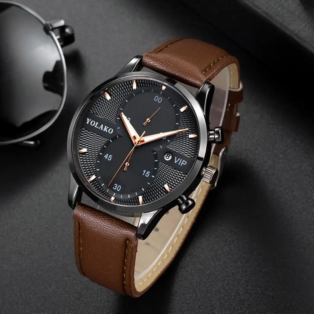 

Men's Watches Fashion Date Alloy Case Synthetic Leather Analog Quartz Sport Watch Male Clock Top Brand Luxury Relogio Masculino