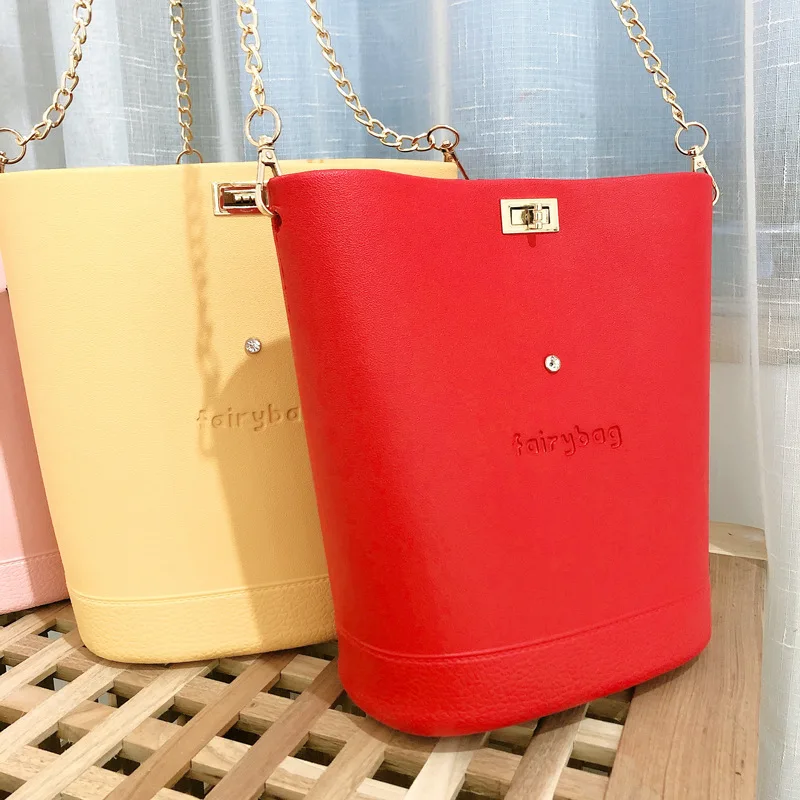 

Fairybag Female EVA Chain Turn-Lock Rotary Buckle Bucket Shoulder Bag for Lady