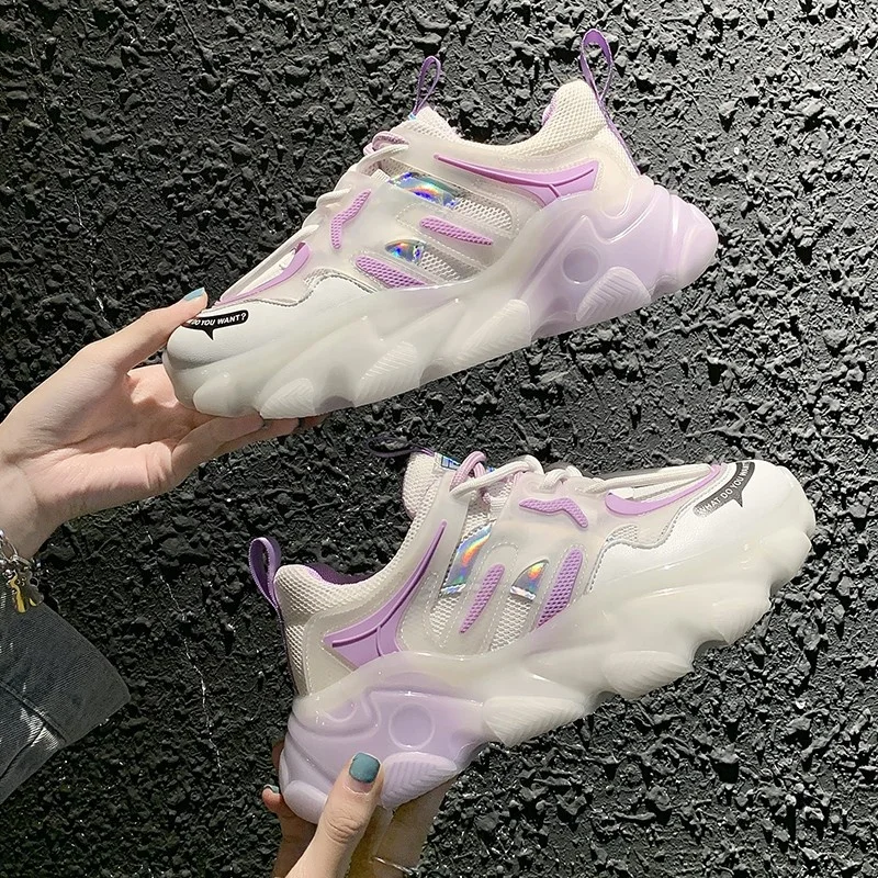 

2021 New Chunky Sports Sneakers Fashion Women Platform Shoes Women Running Shoes Walking Footwear sneakers high quality, Green,purple