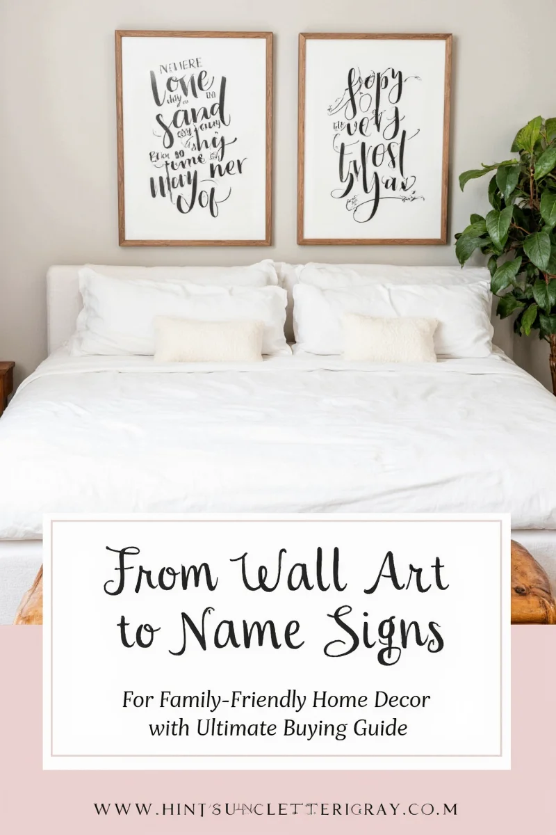 A child’s name painted in colorful Lindsay lettering above a crib