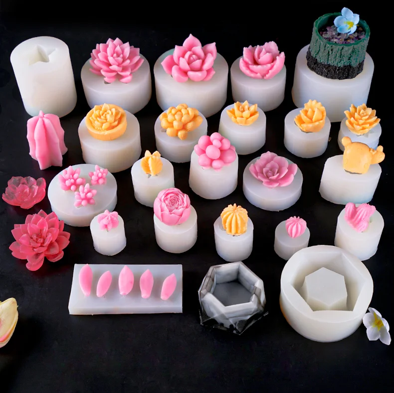 

diy silicone planter molds succulents 3d mold silicone Flowers cake decorating tools silicon molds for fondant, White and pink