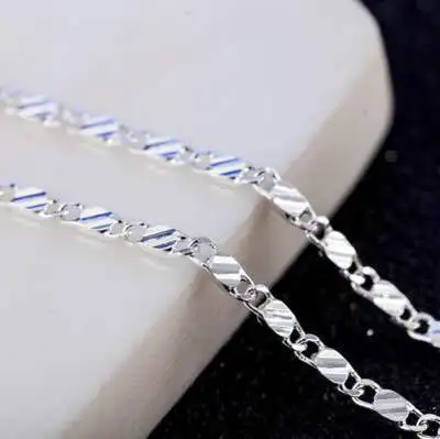 

White  Flat Link Chain Necklace Fashion Short Clavicle Chain 18K Gold Jewelry Necklace For Women 16-30 inch