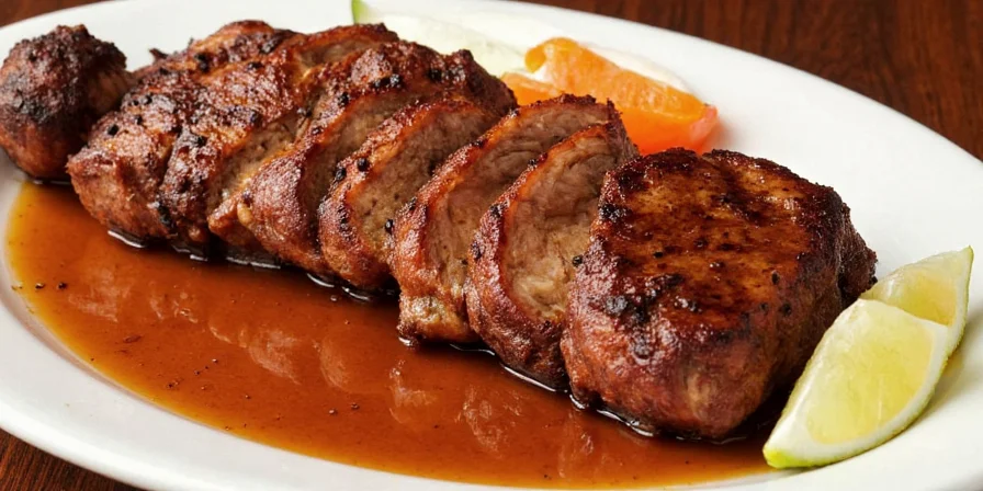 Grilled marinated pork chops served on a platter