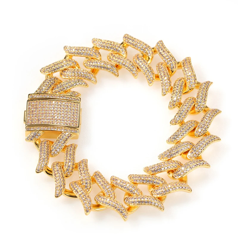 

Blues RTS New design copper Iced Out micro pave cubic zircon 20mm brambles cuban link bracelet