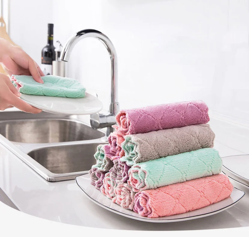 

Water Absorbent Dishcloth dishtowels Thickened Microfiber kitchen towels Kitchen Accessories Tools Towel Cleaning Cloth, Customized