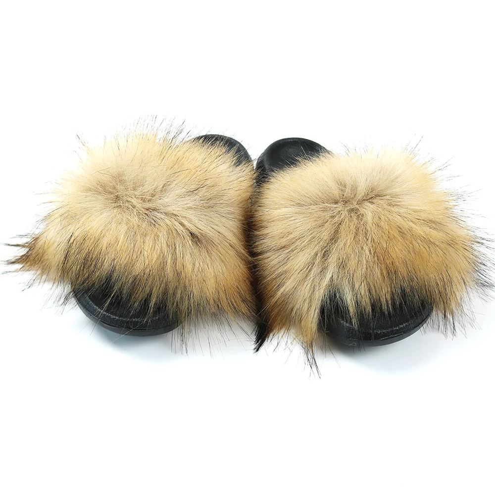 

Wholesale Newest Real Fur Sandals Cute Women Wholesale ug Sliders Faux Fur Tux Slippers