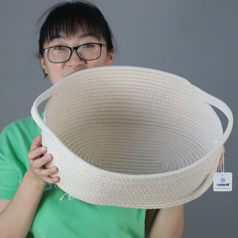

ICEBLUE HD cotton rope basket wholesale Woven Storage Baskets, Grey on white